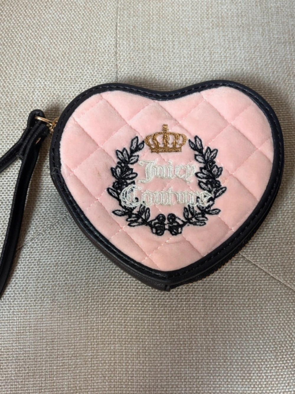Juicy Couture Pink Quilted Heart wristlet